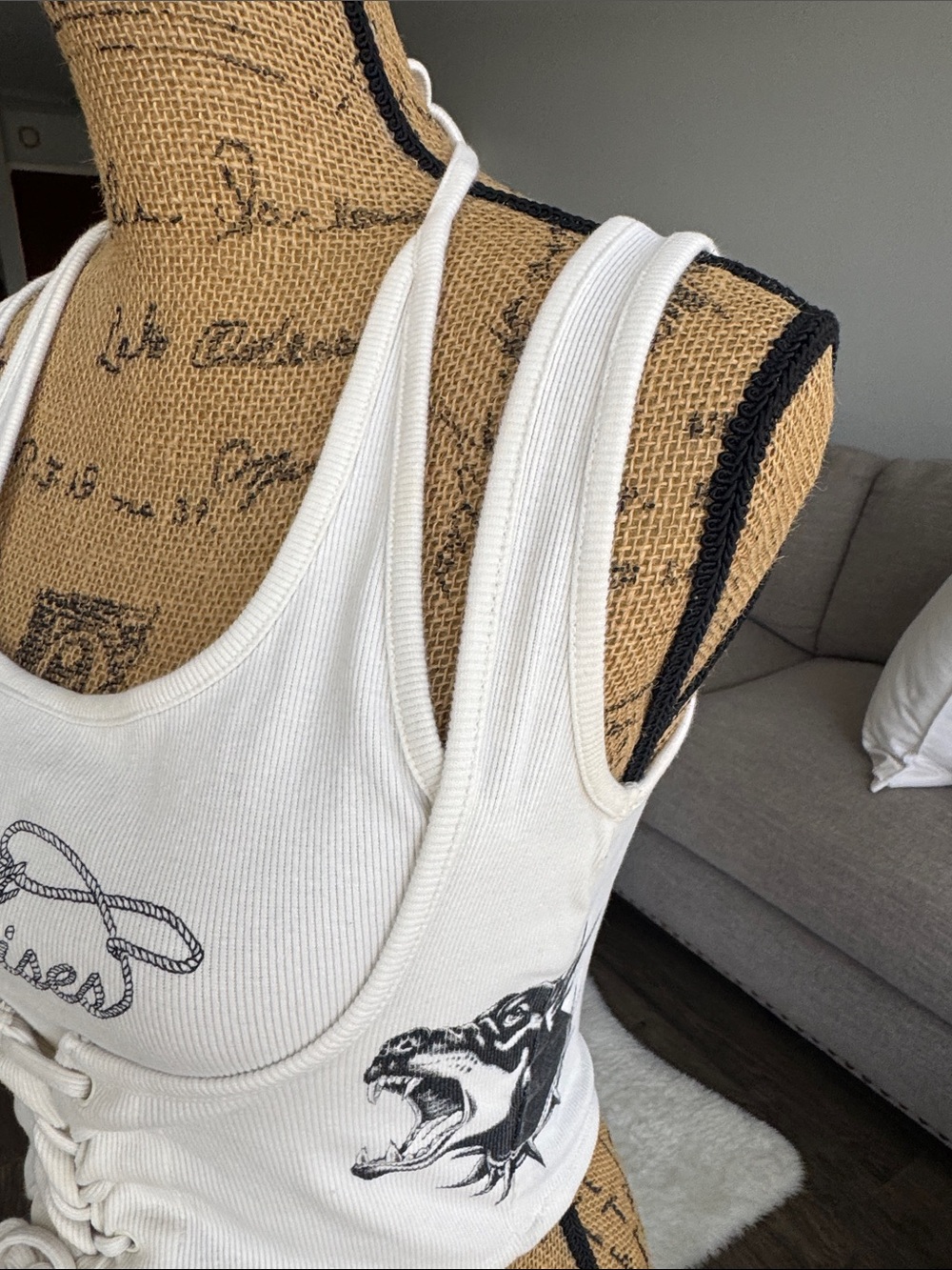 Broken Promises Lace-Up Ivory Tank Top - Picture 4 of 7